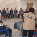 Familia siria beneficiaria de la rehabilitación de viviendas tras el conflicto