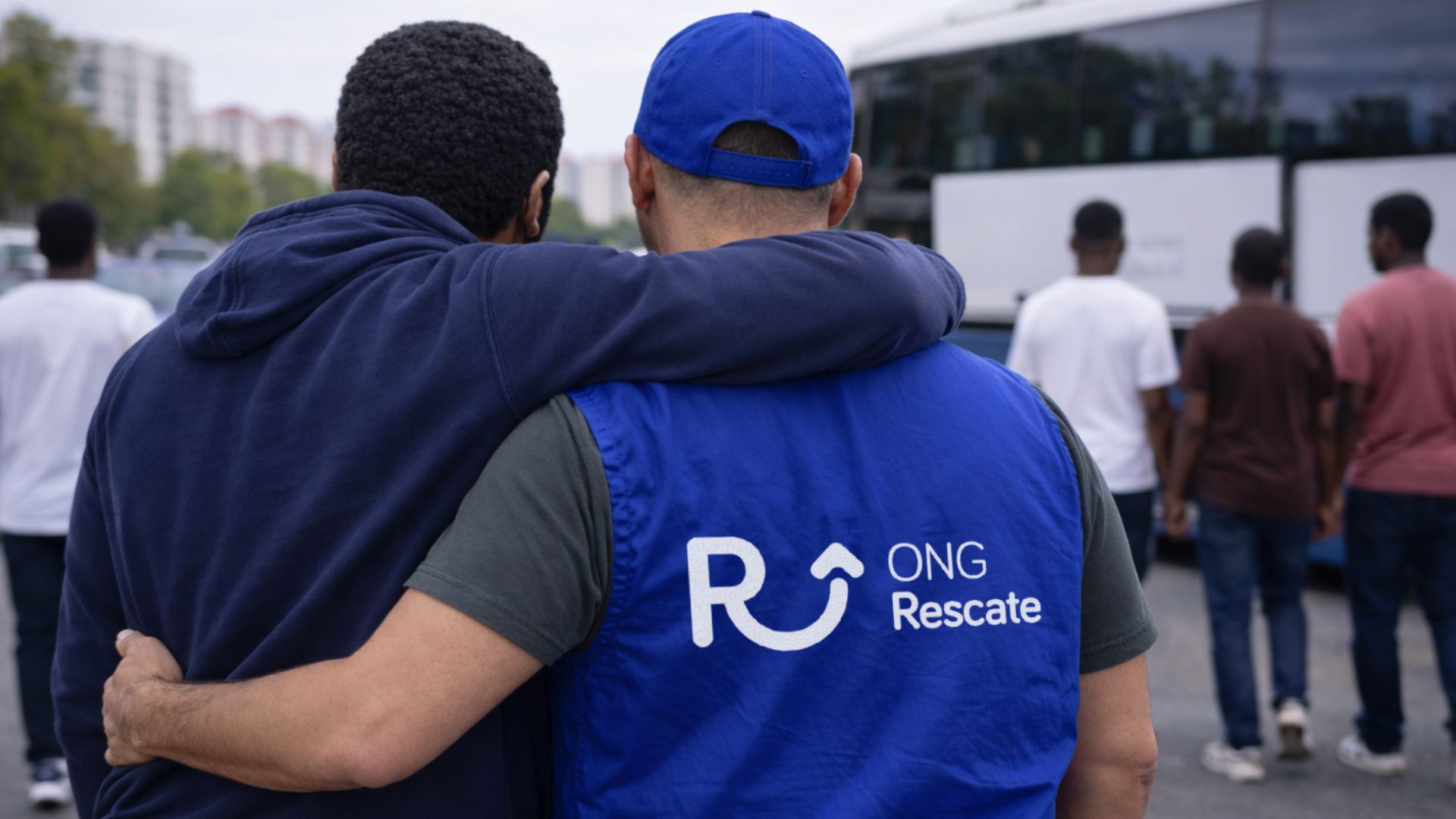 Equipo de ONG Rescate acompañando a personas refugiadas y migrantes en España