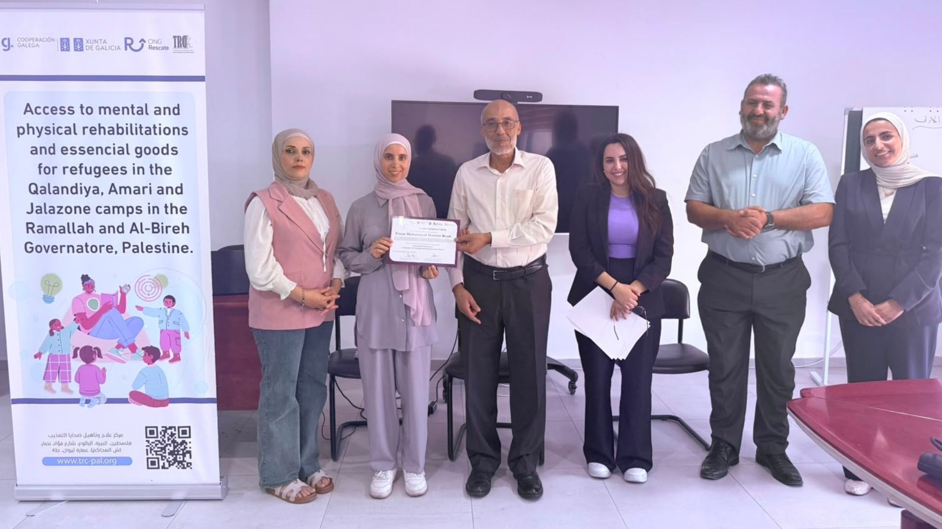 Mujeres voluntarias durante una formación en Primeros Auxilios Psicológicos en Cisjordania